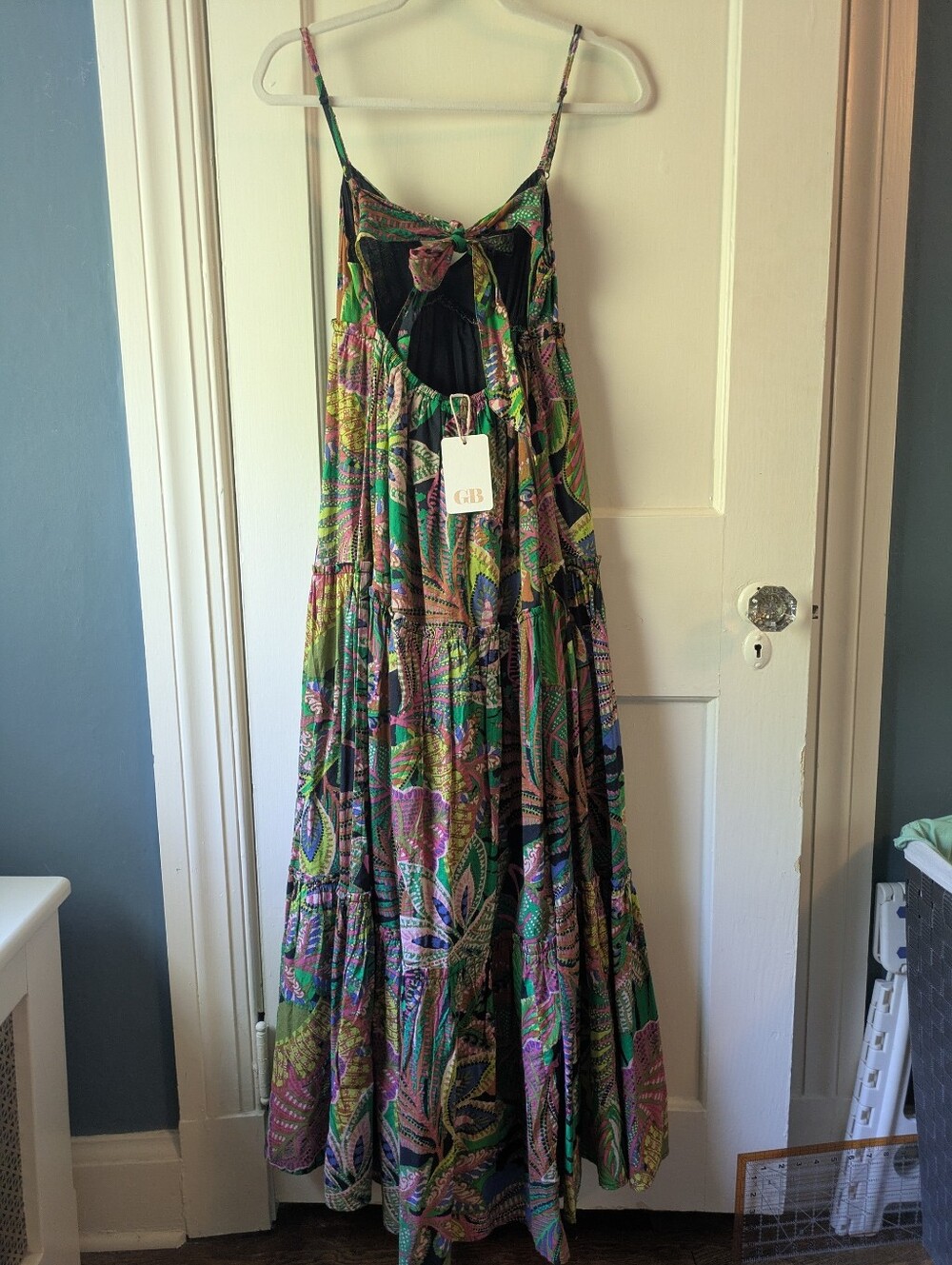 Gianni Bini Tropical Floral Cotton Tiered Maxi Dress Nwt - Picture 5 of 9